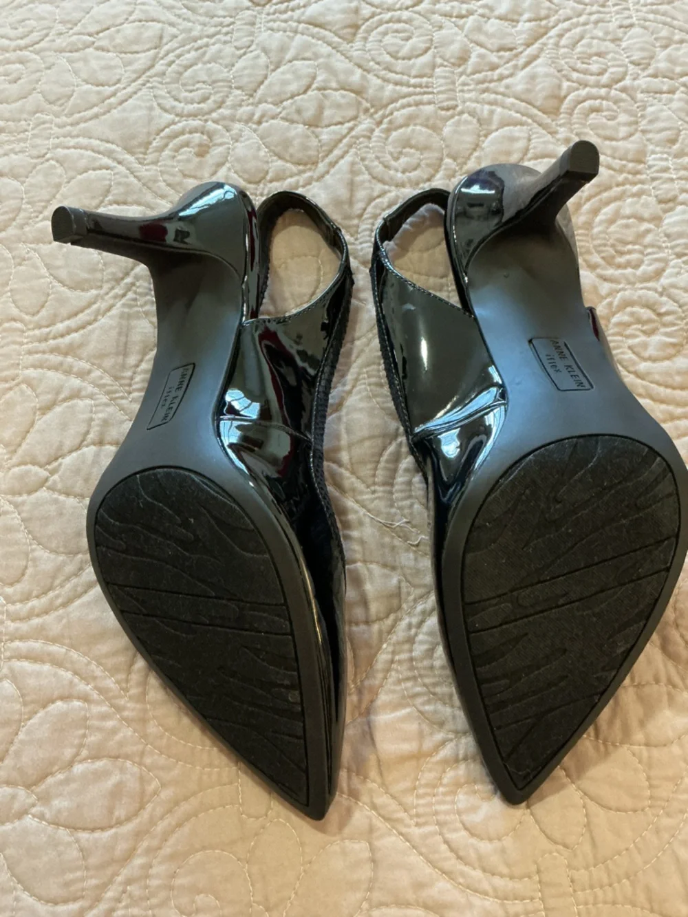 Anne Klein Elena Black Patent iFlex Pointed Slingback Heels Size 10 NWOT